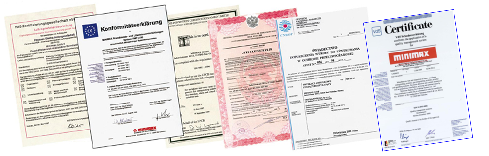 &nbsp;&nbsp;Minimax has acquired series of product certifications including CCC, VdS, FM, UL etc.